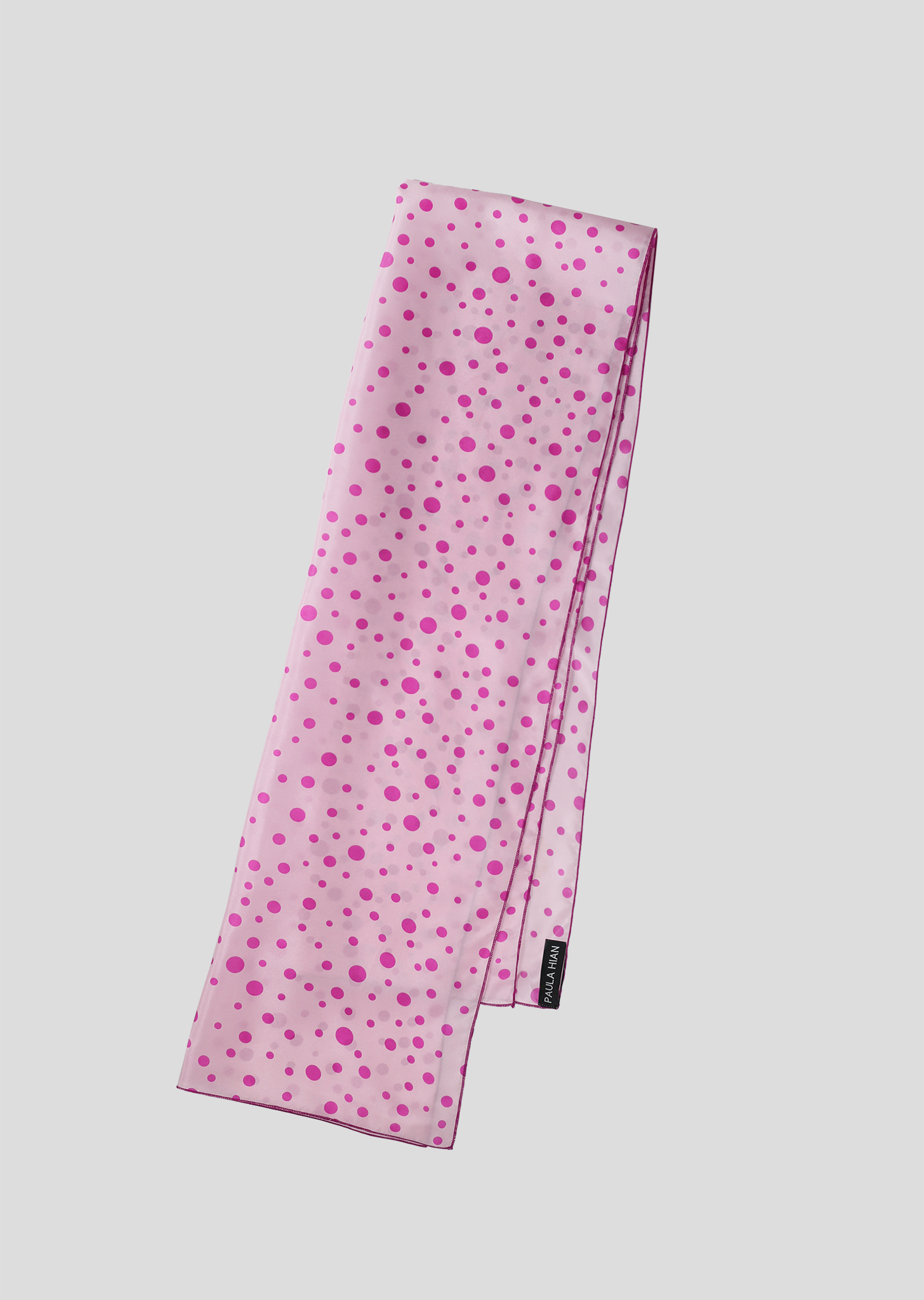 long pink polka dot scarf
